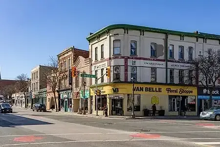 Aerial view of a lush, family-friendly residential neighborhood in Whitby.