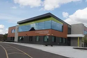 Modern school building in Whitby, highlighting top-tier education options in the GTA.