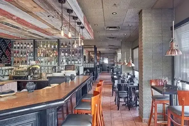 The vibrant bar and dining area at Hot Rocks Creative Diner, a Whitby local favorite.