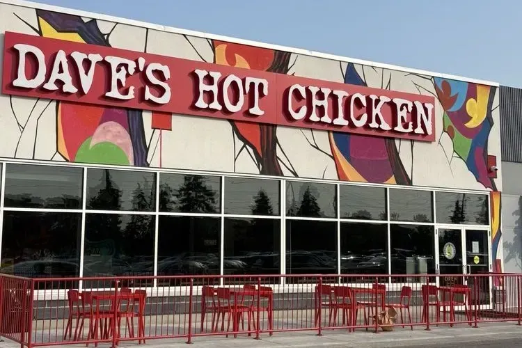 Exterior storefront of Dave's Hot Chicken restaurant in Pickering.