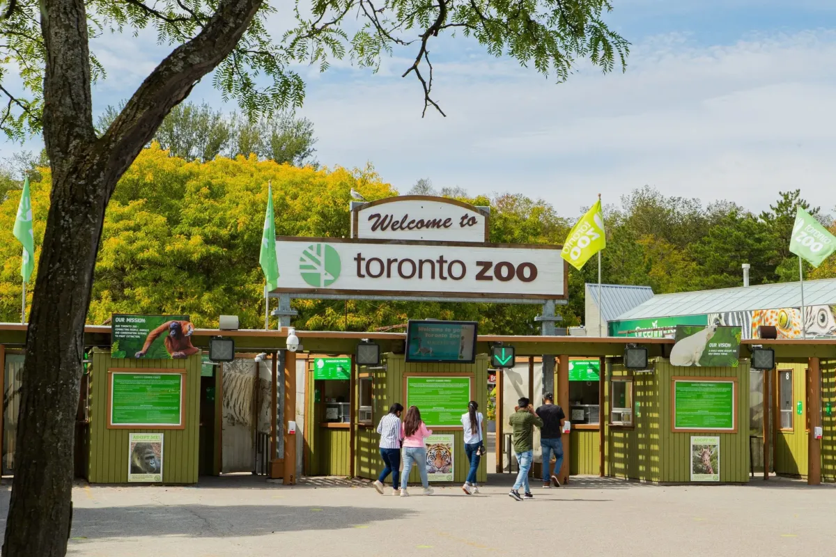 The iconic front entrance of the Toronto Zoo, located on the border of Pickering.
