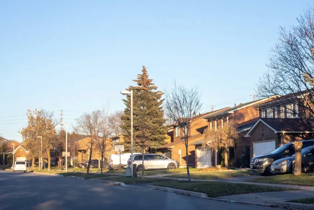 A quiet, tree-lined residential street in the popular Timberlea community.