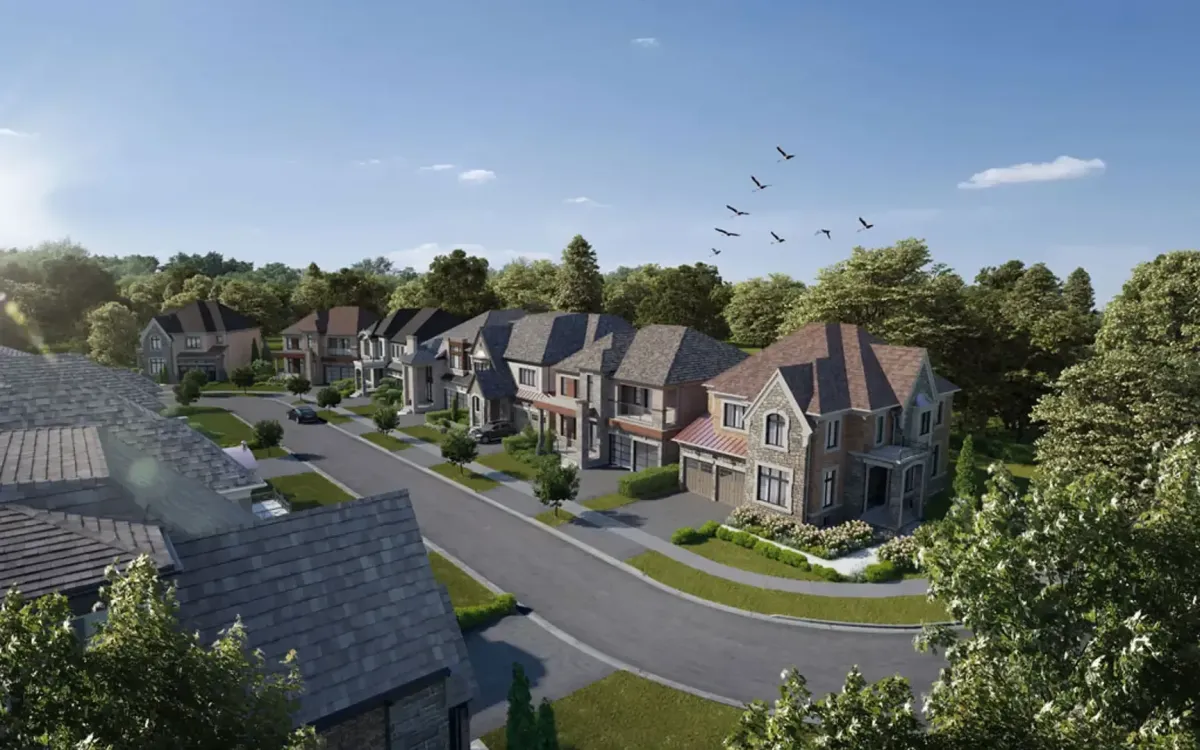 Established luxury detached houses on a quiet street in Glen Abbey, Oakville.