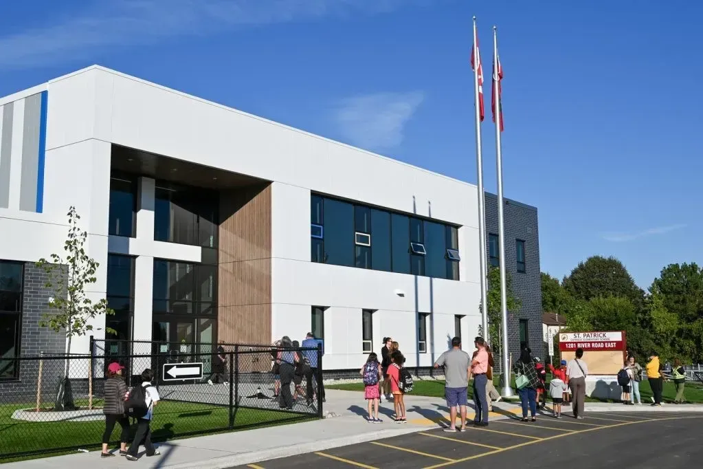 Modern exterior of a Kitchener educational facility showcasing local school infrastructure and learning.