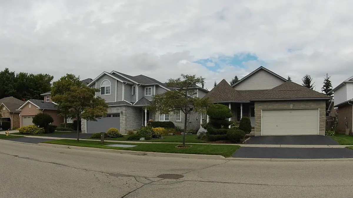 Modern suburban detached homes in the Idylewood community, a sought-after residential area in Kitchener.