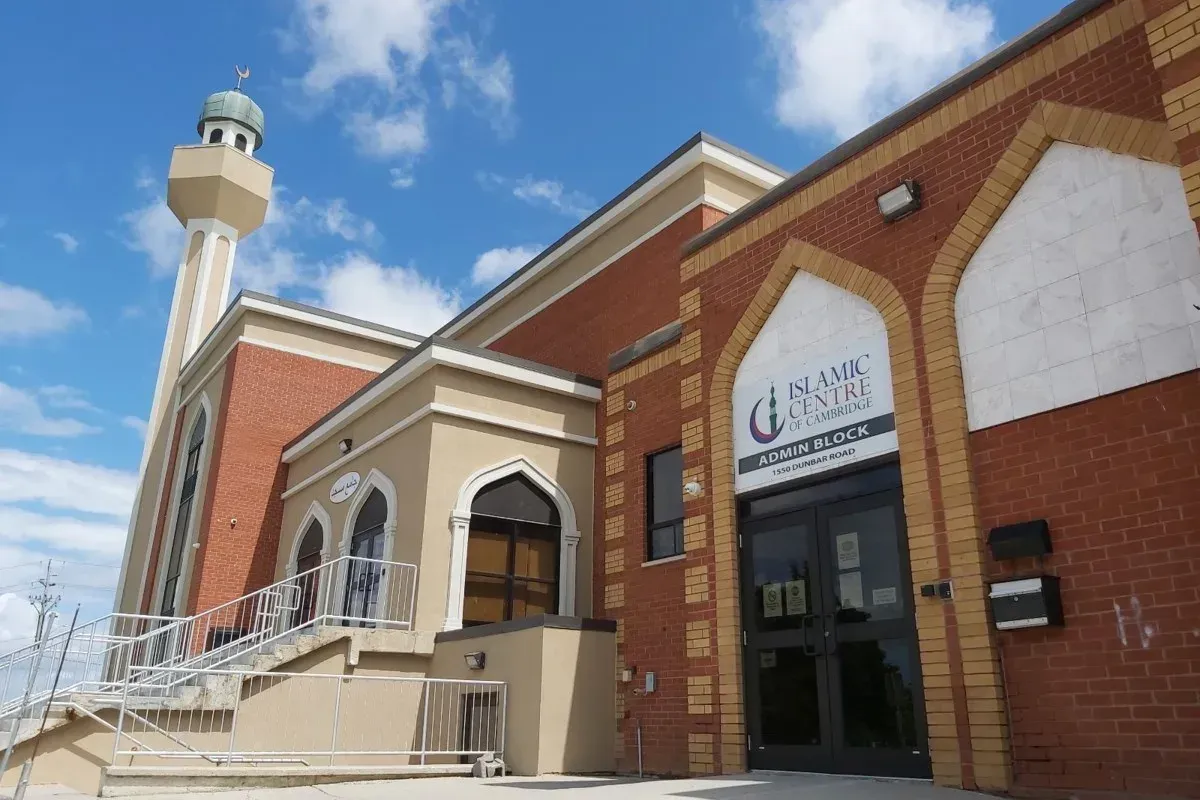 Exterior view of a contemporary school building in Kitchener, highlighting regional educational facilities.