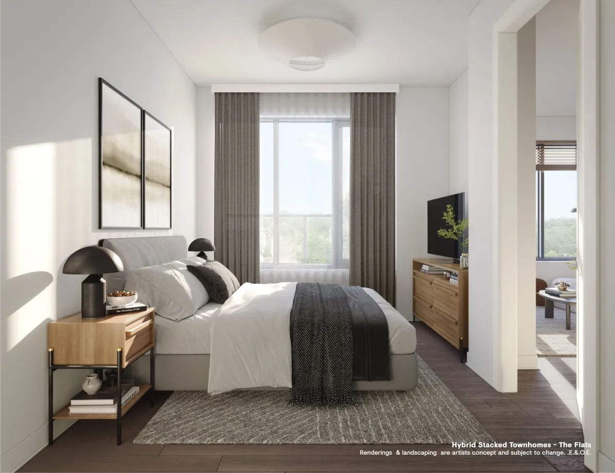 Sophisticated primary bedroom at 3600 Lake Shore Blvd W with large windows and contemporary styling.