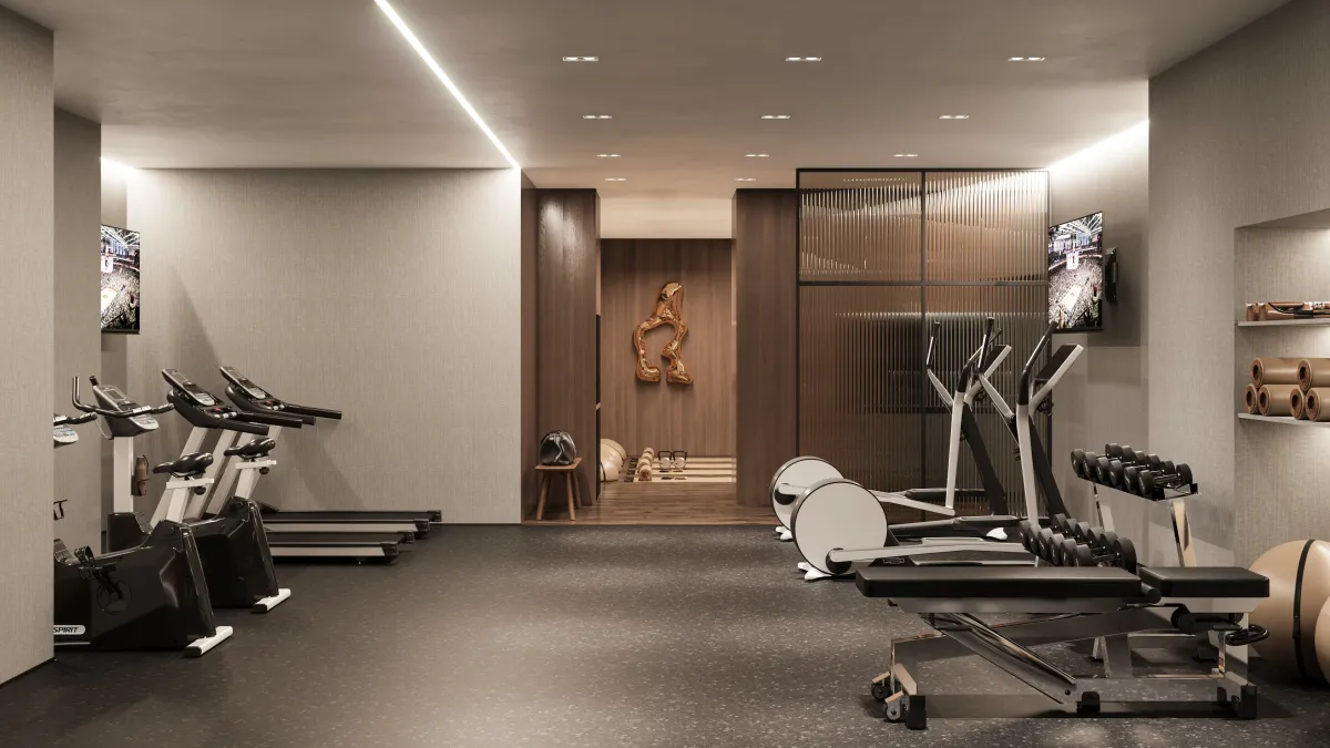 State-of-the-art wellness and fitness centre with professional equipment at 935 The Queensway.