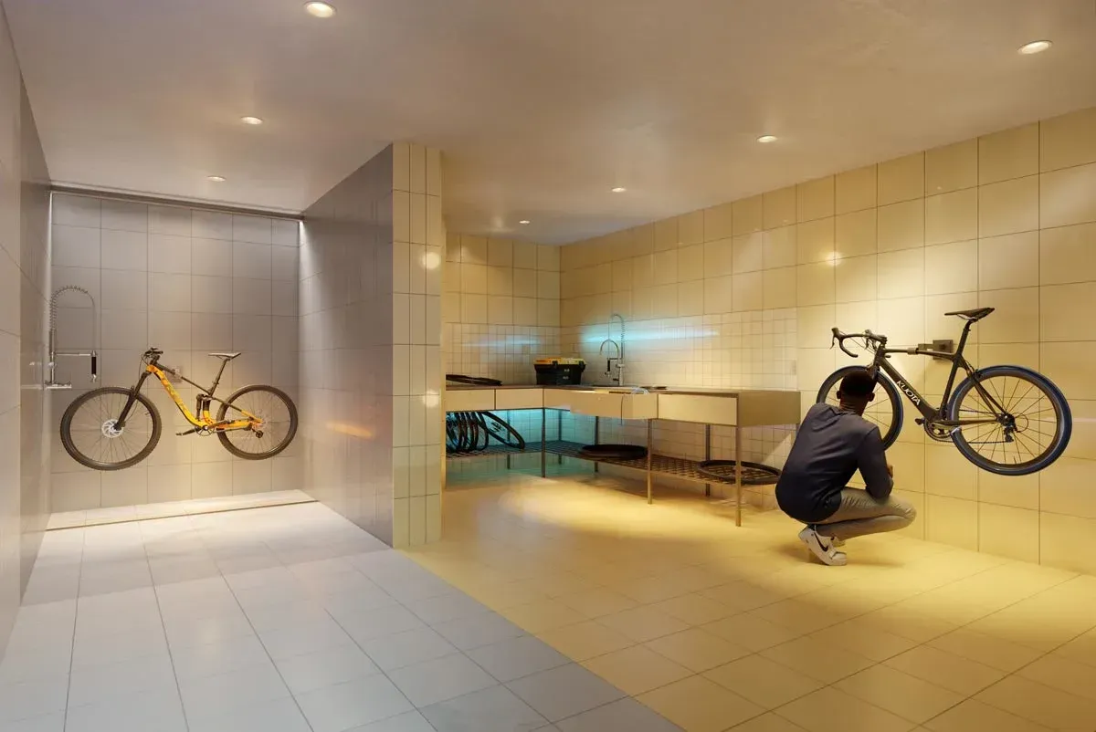 State-of-the-art fitness and wellness centre with cardio equipment and weight training area at Joya Condos.