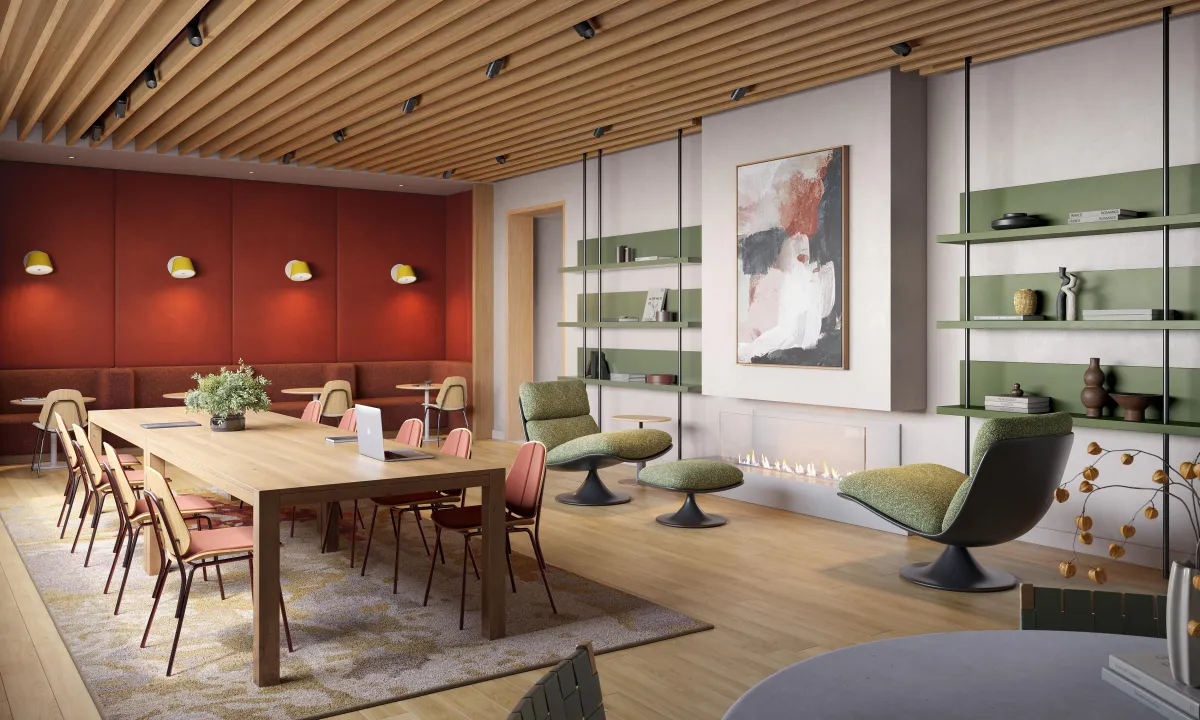 Modern open-concept kitchen at 875 The Queensway Maxium Condos featuring integrated appliances and minimalist cabinetry.
