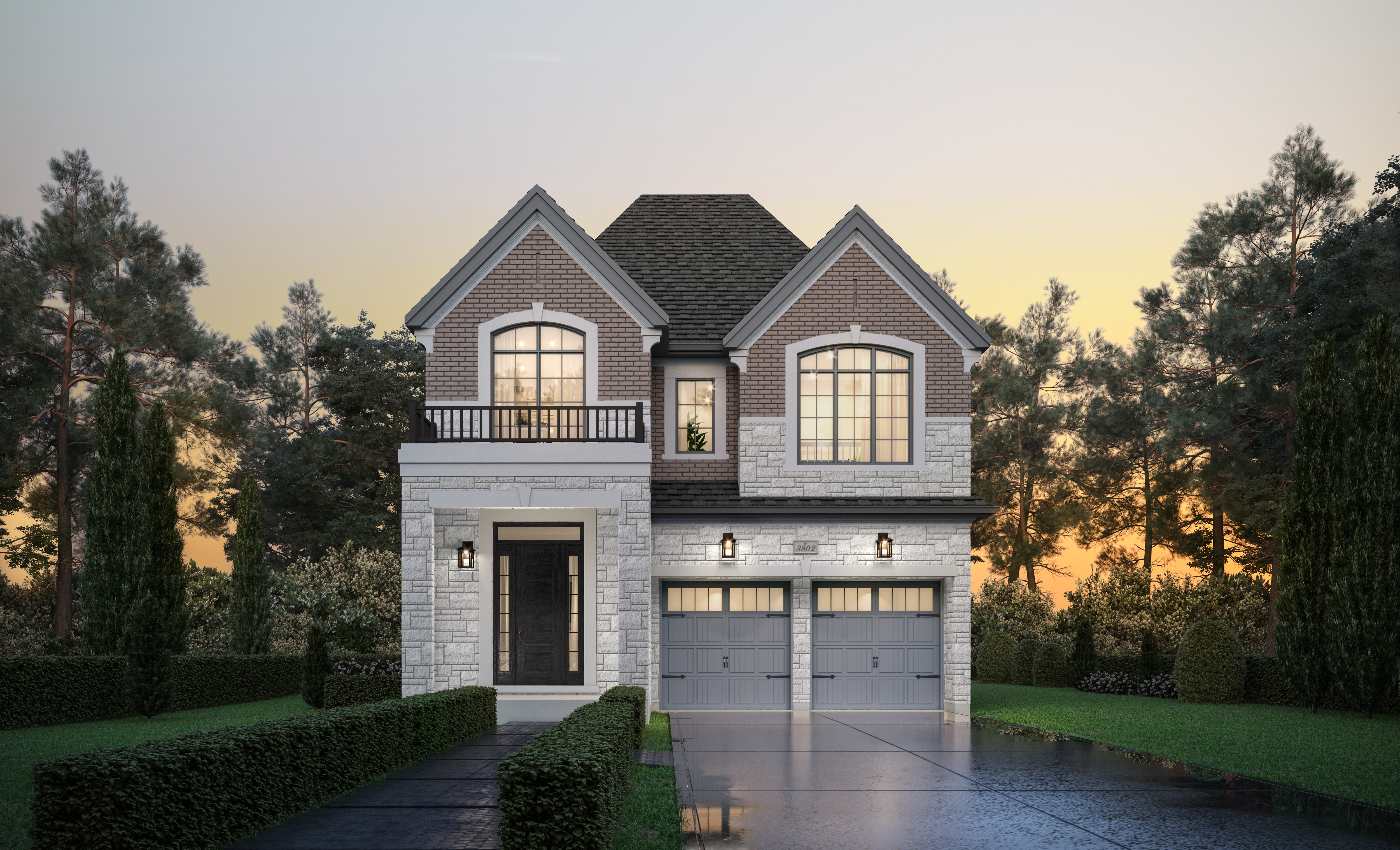 Traditional luxury exterior of the Bennett Elevation A detached home by Hallett Homes.