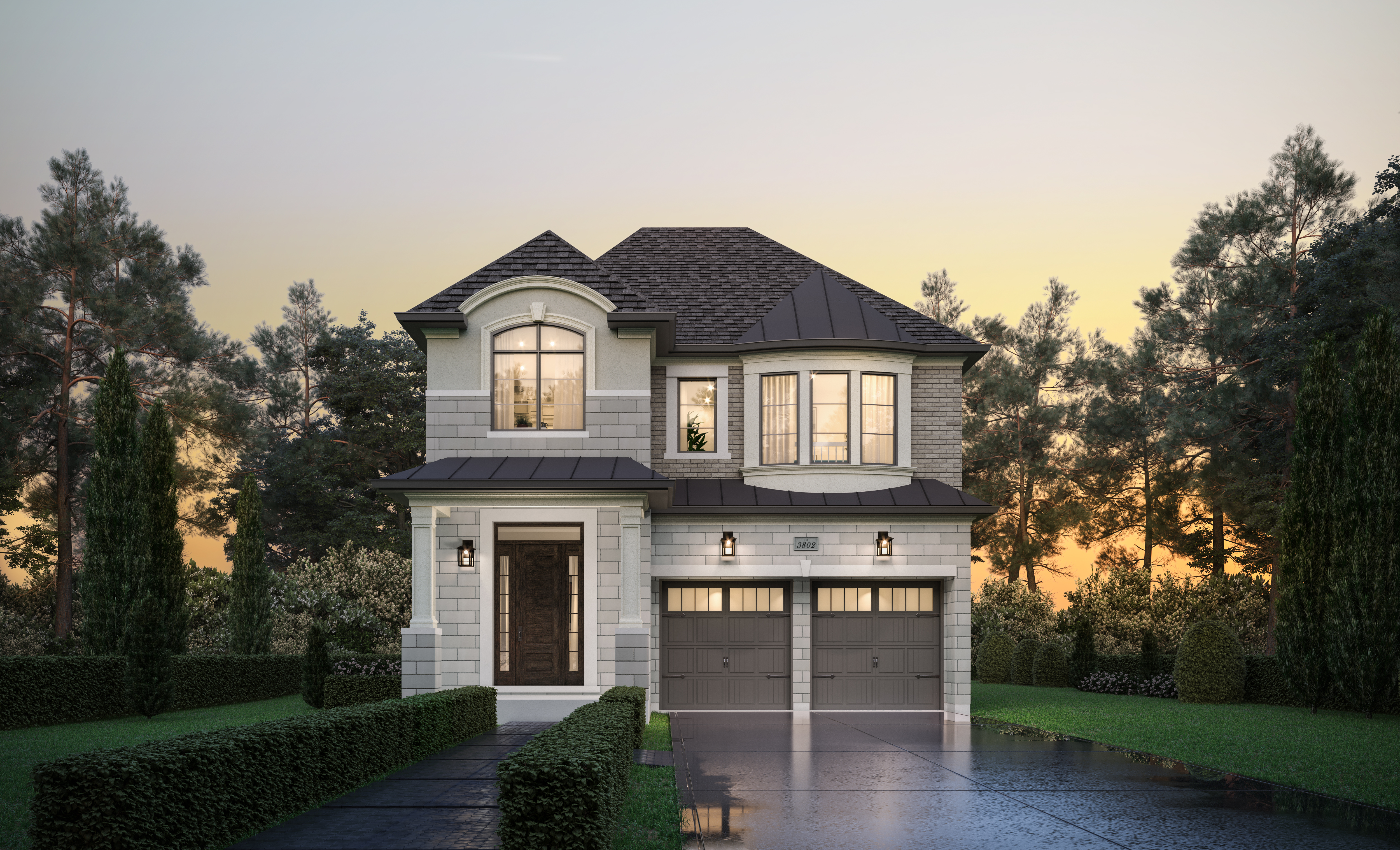 Stately Gahan Elevation A single-family home design in Oakville's Joshua Creek Montage.