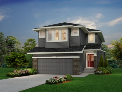 Ambleridge Avenue NW Calgary Ambleridge homes rear attached double garage exterior showing clean lane access.