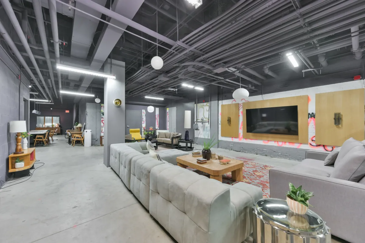 Outdoor resident terrace featuring a large wood pergola seating area at 61843 Hanna Ave.