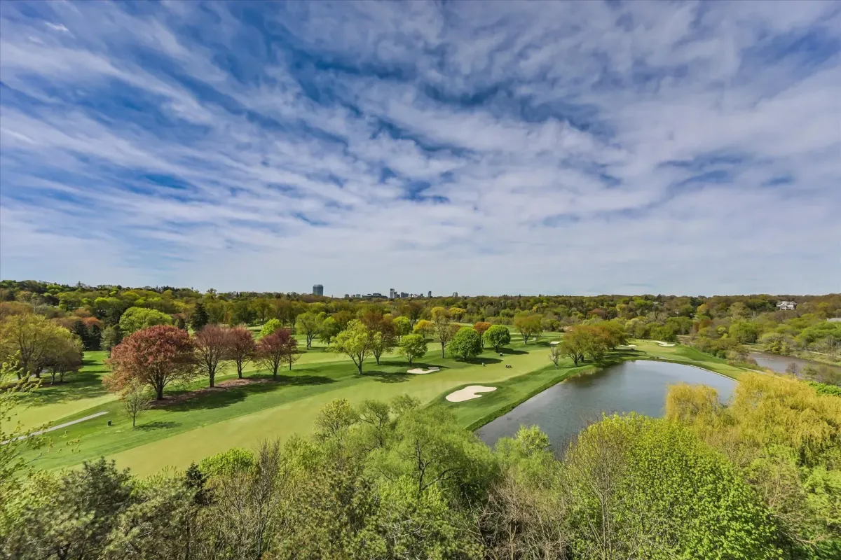 Scenic landscape look at the Humber River valley and surrounding greenery from the balcony of 240 Scarlett Rd #912.