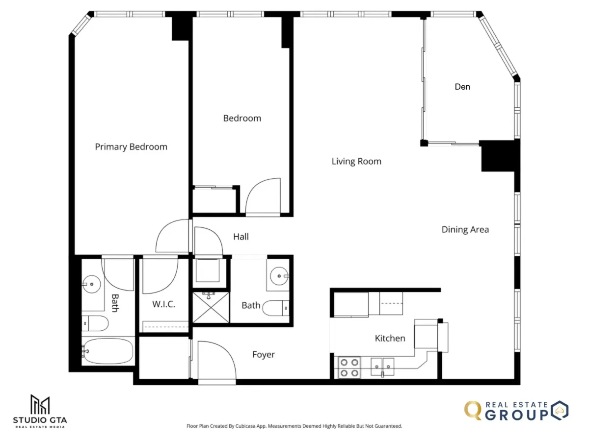 Detailed floorplan of unit at 600 Rexdale Blvd showing room dimensions and open concept layout.
