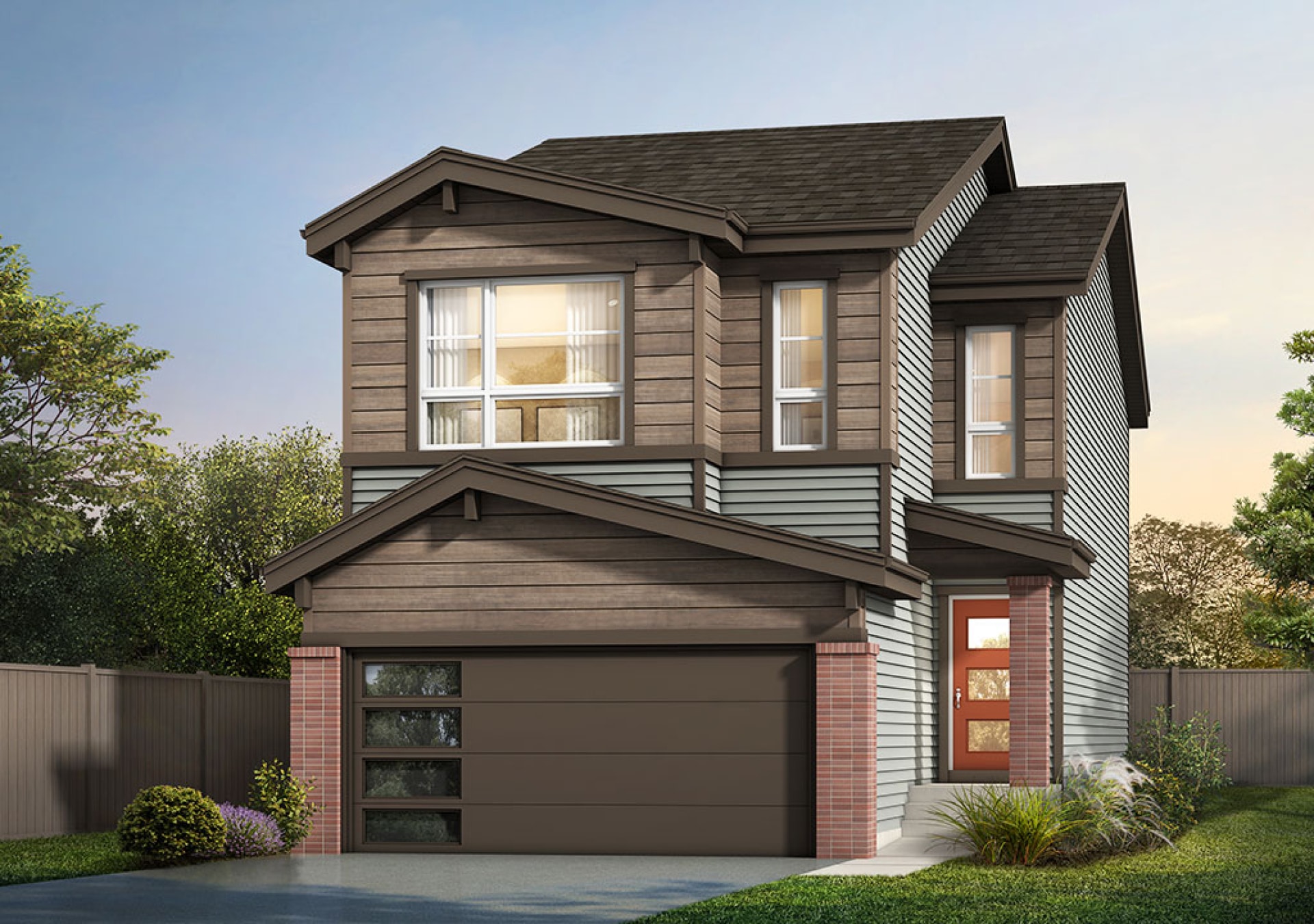 1296 Alpine Avenue SW, bright main floor living room design featuring smart home lighting in the Valencia model by Shane Homes