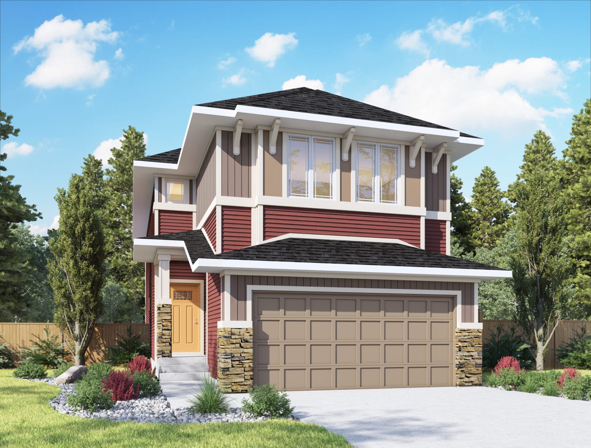 1296 Alpine Avenue SW, modern pre-construction duplex paired home exterior by Shane Homes in Vermilion Hill Calgary