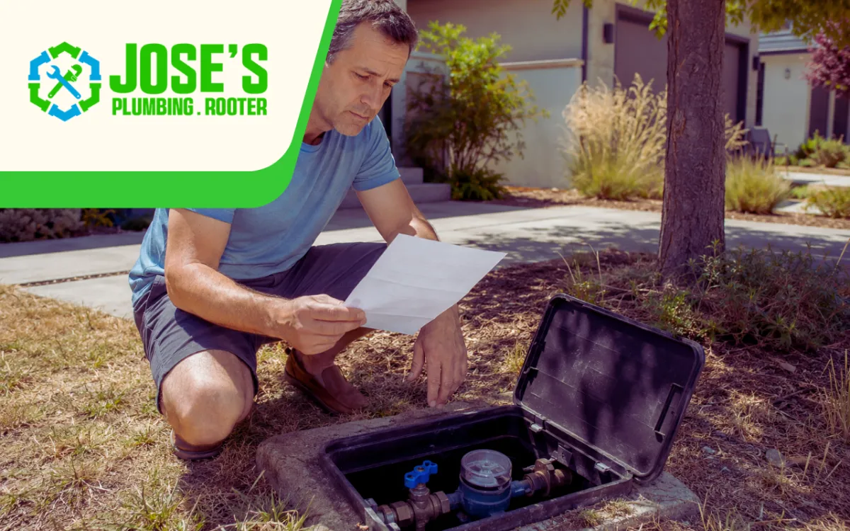 Homeowner checking a meter after receiving a high summer water bill in Palo Alto