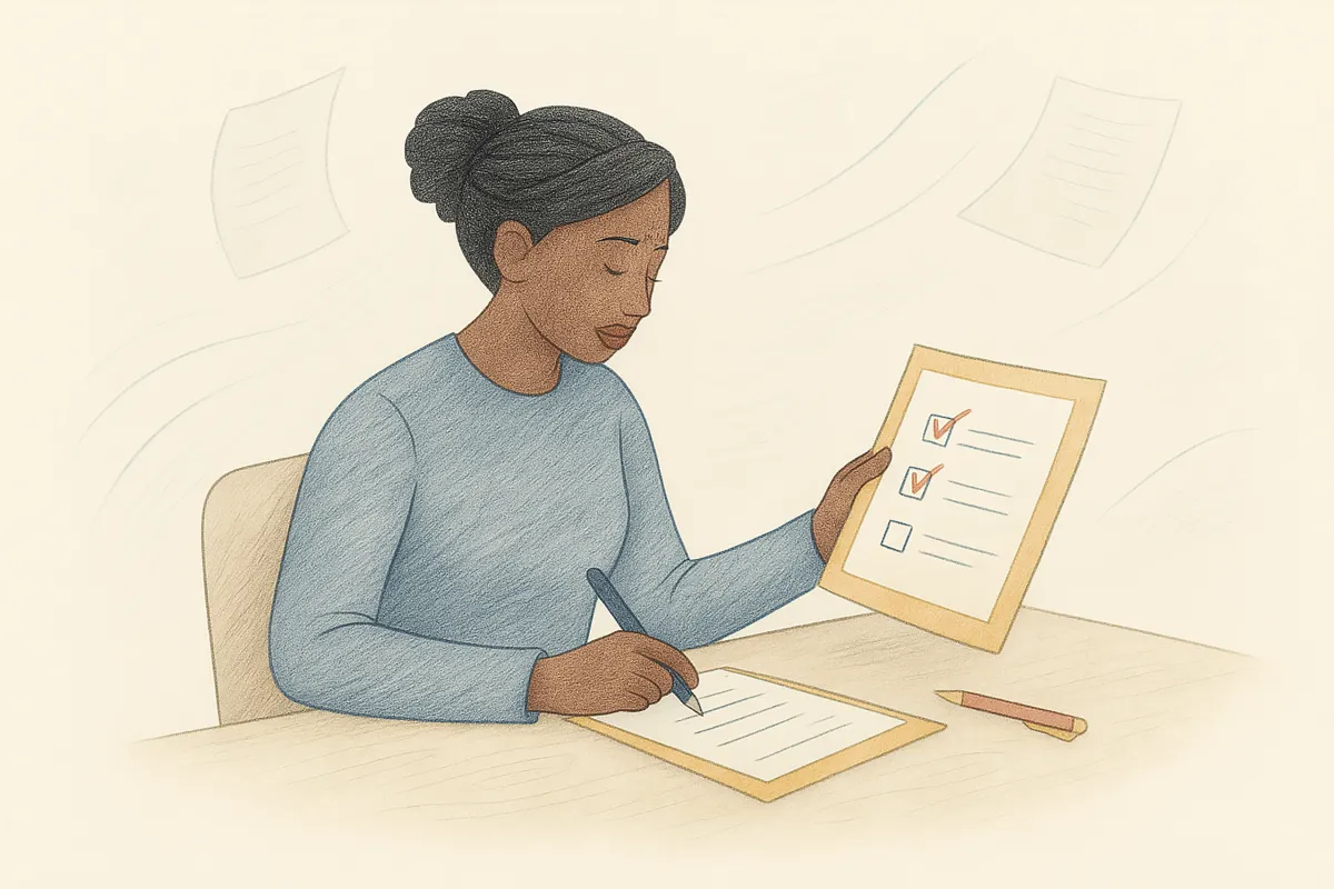 Person holding legal checklist.