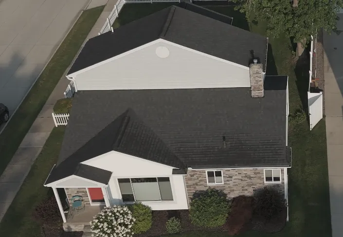 The roof of a house with a thatched roof