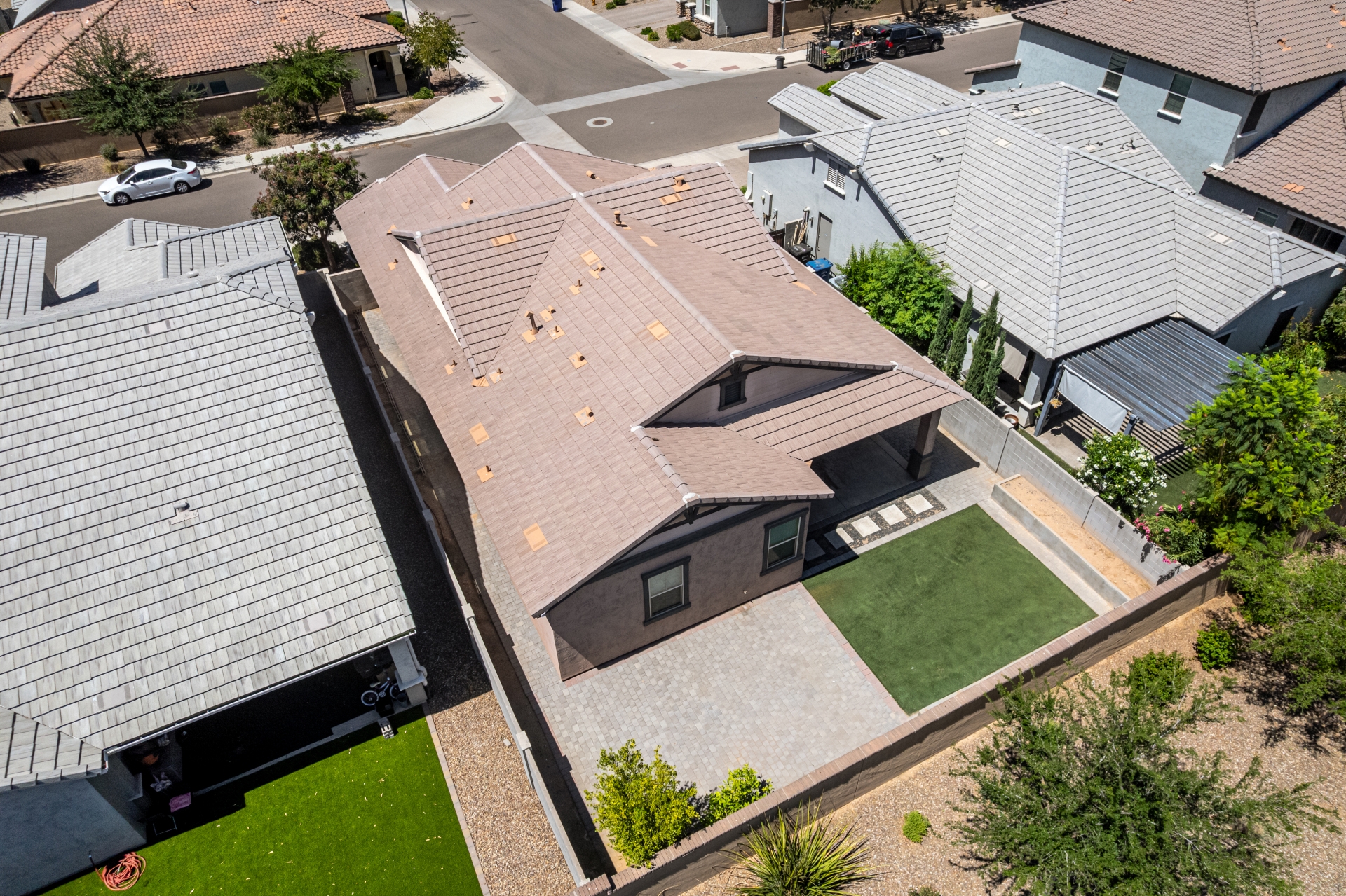 Backyard exterior of 10162 E Theorem Dr in Mesa, Arizona