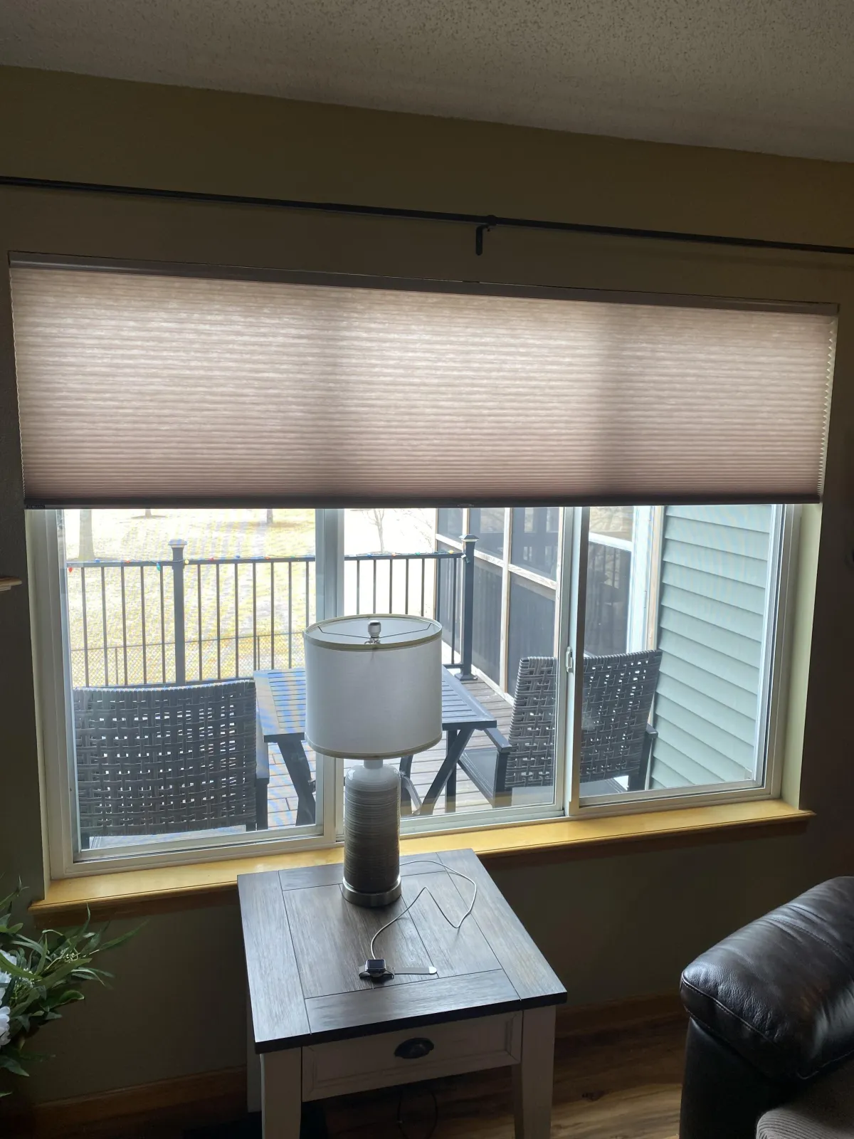 Elegant living room with custom window treatments