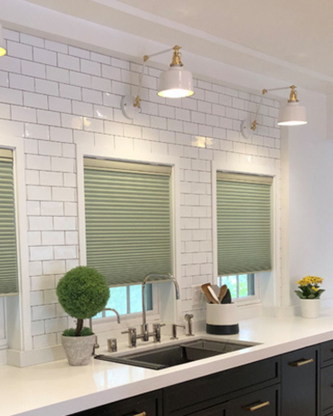 Bedroom with layered shades