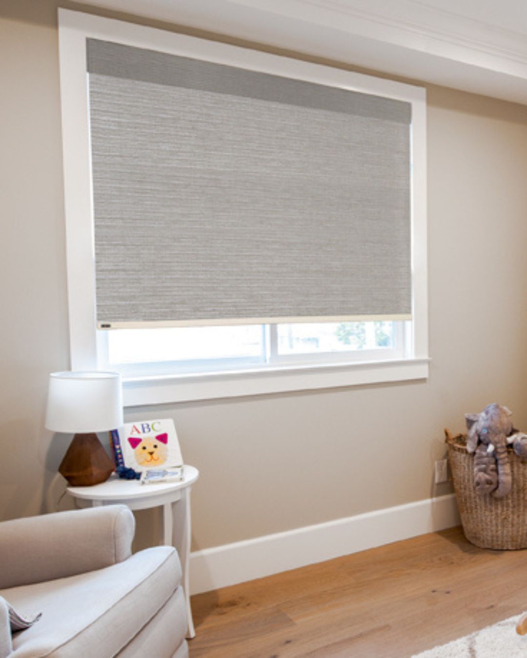 Living room with custom drapery