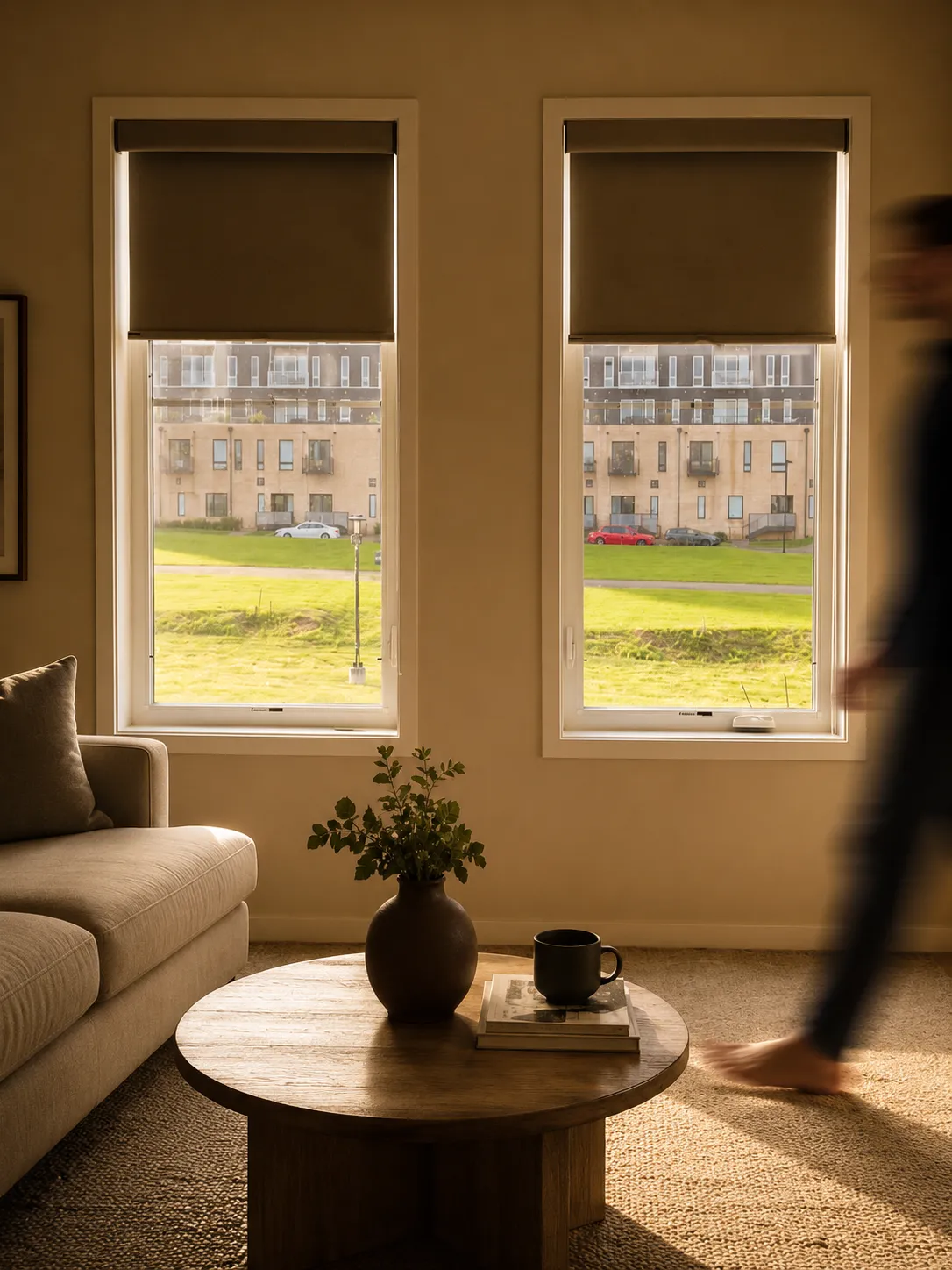 Dining nook with tailored blinds