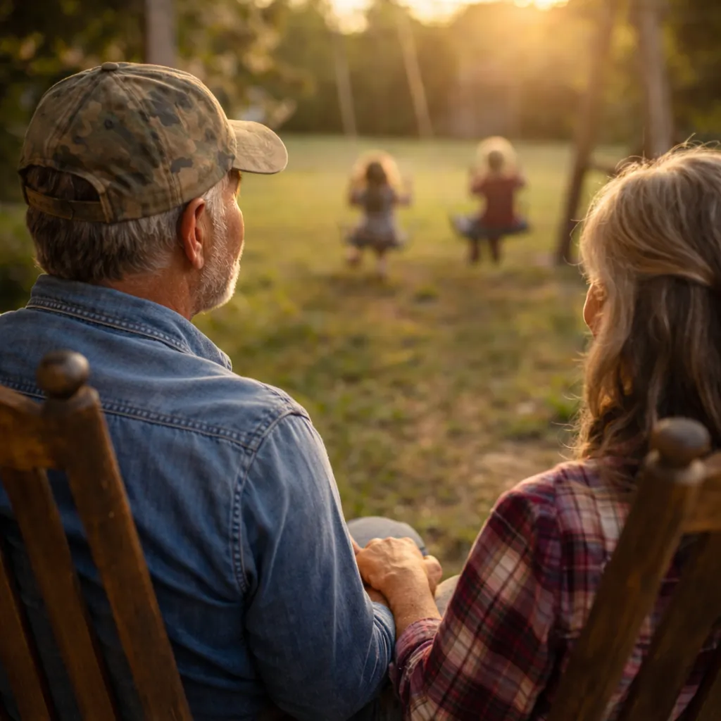 Senior reviewing benefits brochure at home