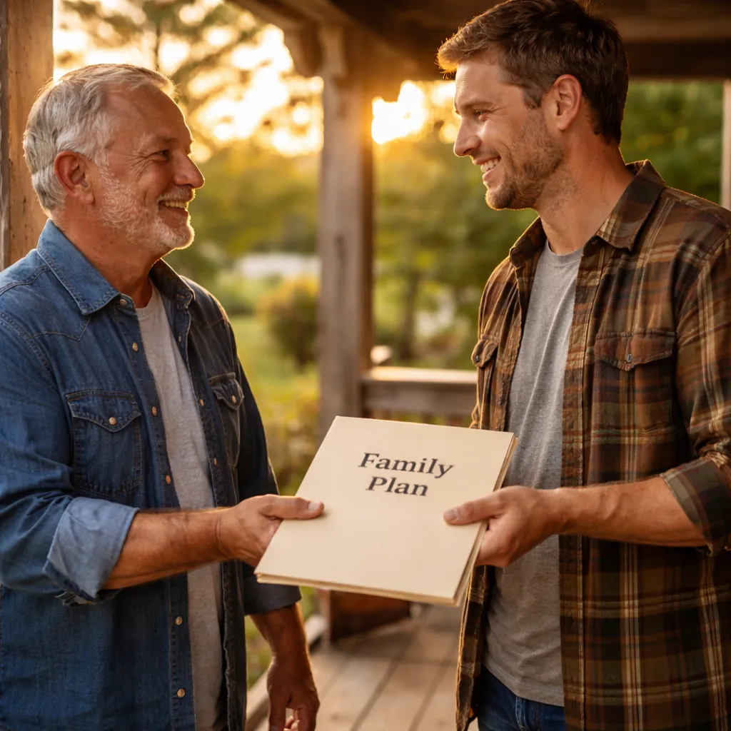 Senior reviewing benefits brochure at home