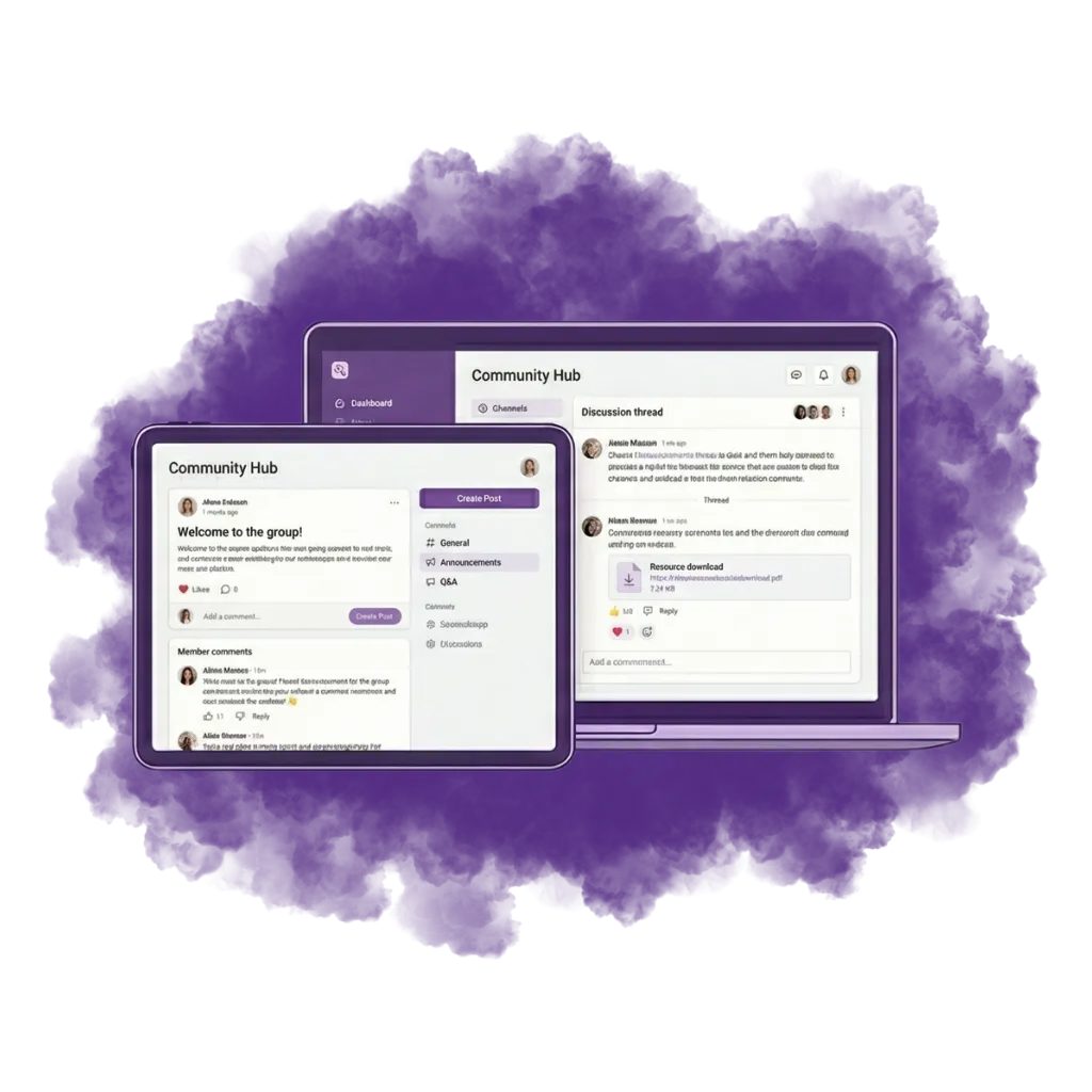 Kianis Community Hub mockup in purple