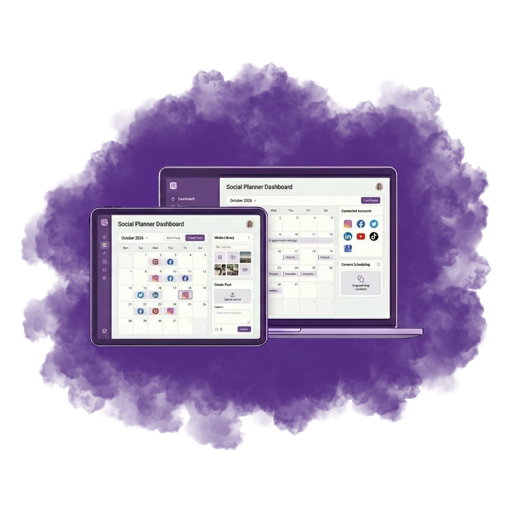 Kianis Social Planner mockup in purple