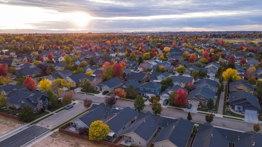 An upper view of residential houses