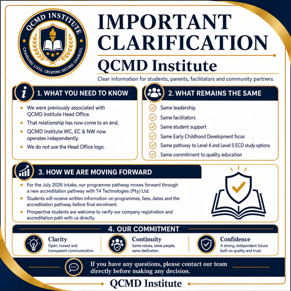 Edu-Build Institute Head Office contact information and certificate clarification for students.