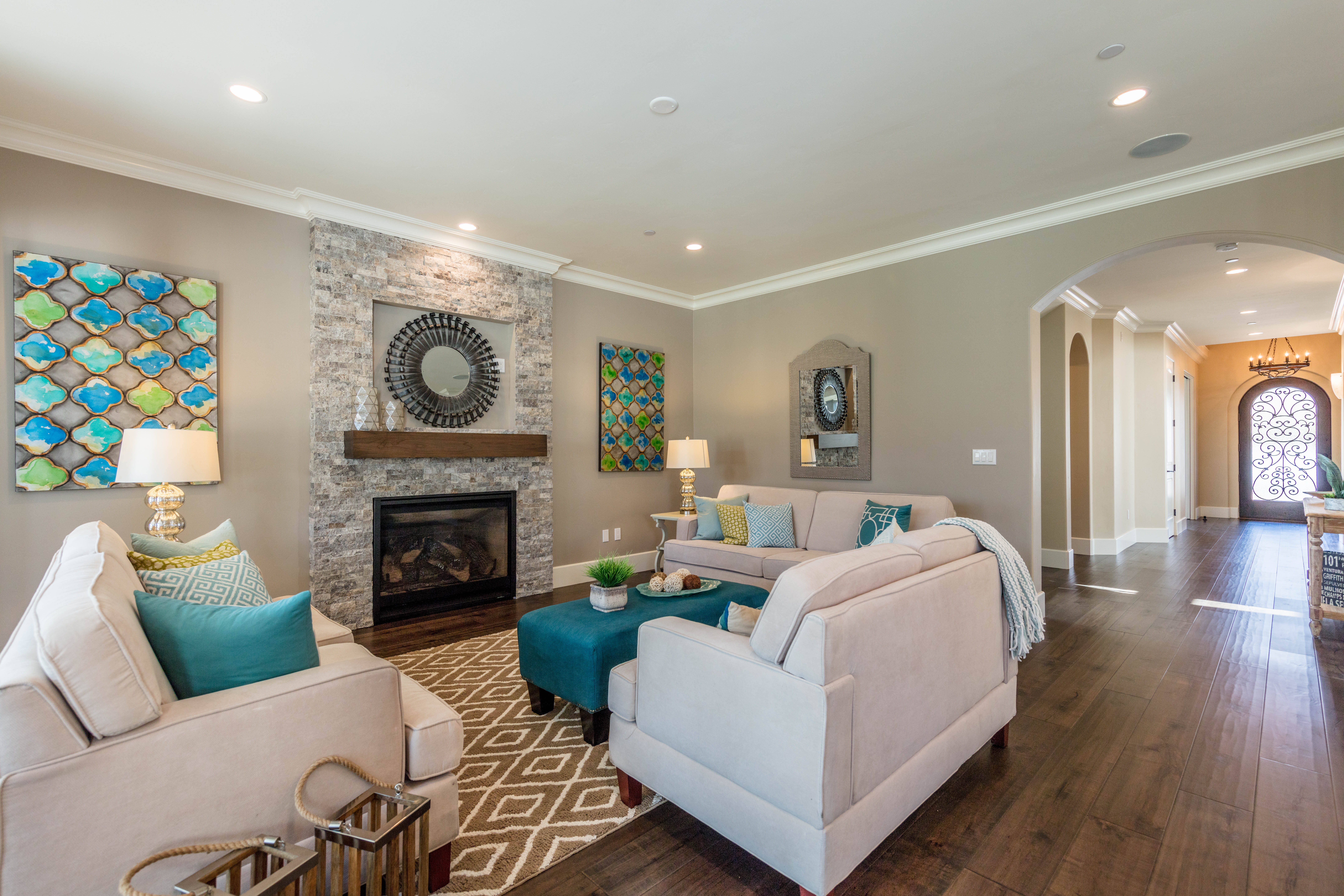 San Jose Custom Home Family Room Fireplace