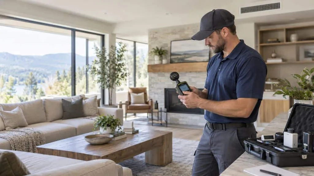 Technician testing indoor air with a meter for Indoor Air Quality Kaysville, UT