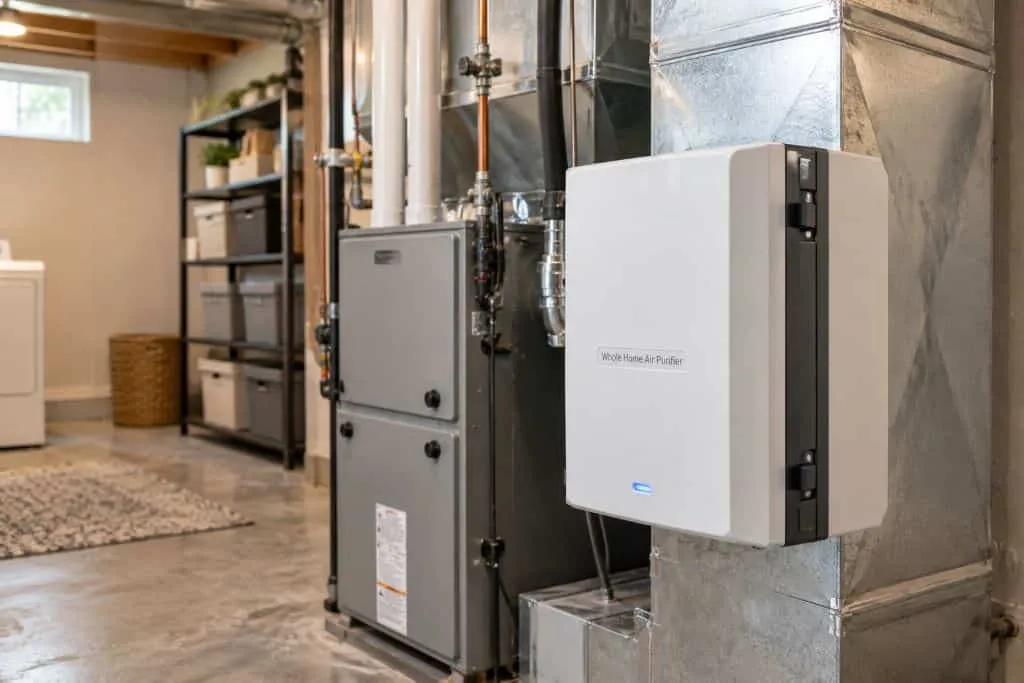 Whole-home air purifier installed on an HVAC system for Indoor Air Quality Harrisville, UT