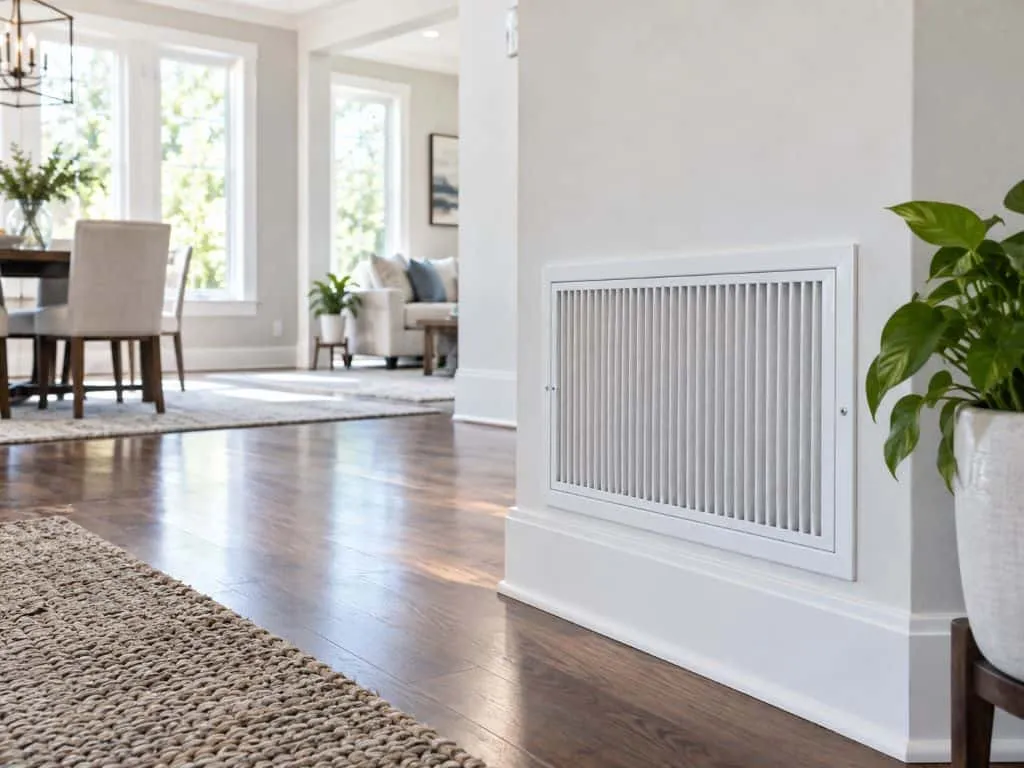 Return air vent in a clean home interior for Indoor Air Quality Clearfield, UT service