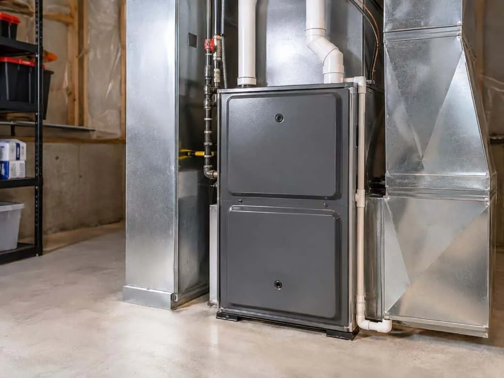 Modern basement furnace and ductwork for Furnace Repair Layton, UT service.