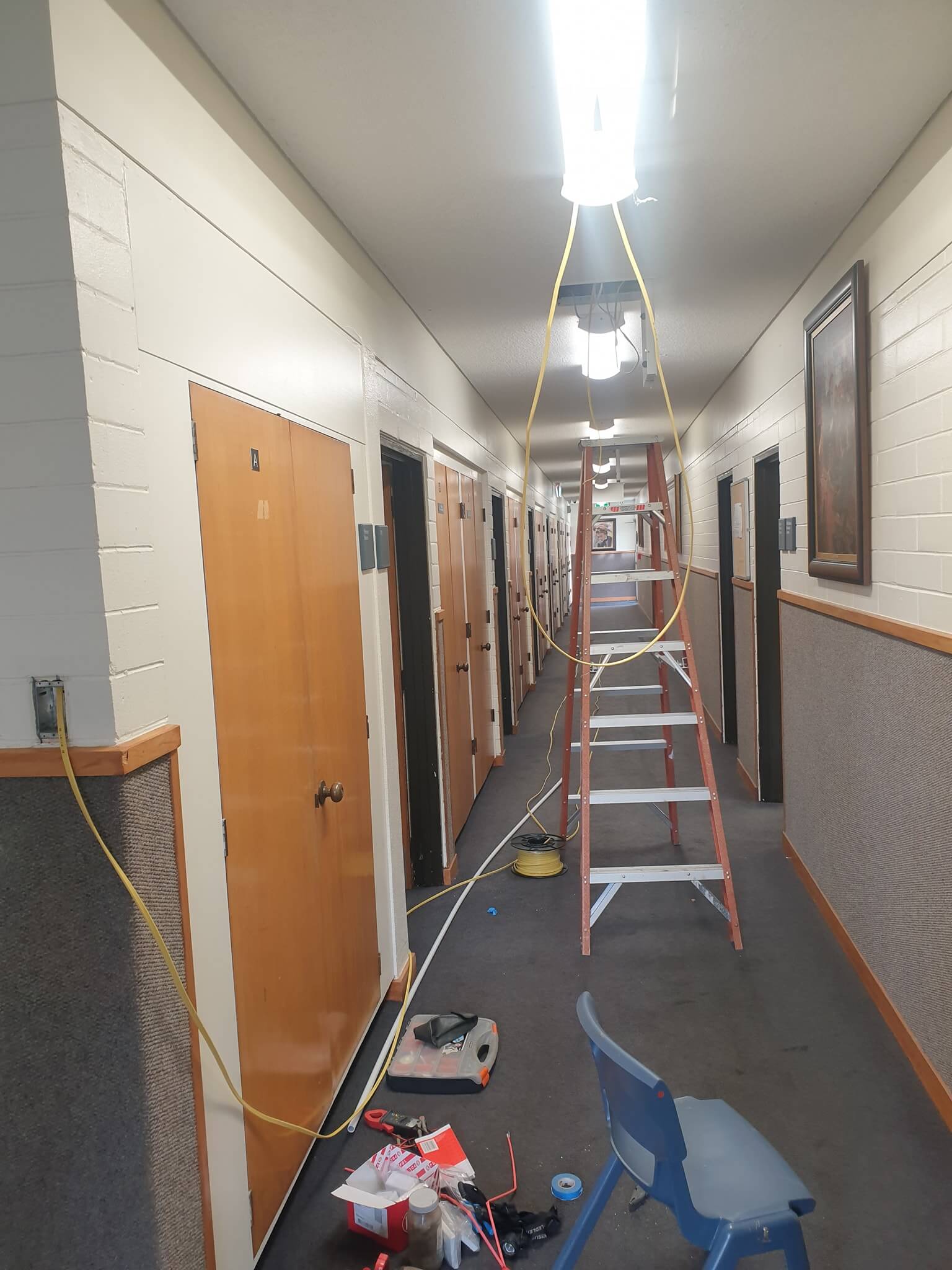 commercial electrical installations Auckland corridor wiring