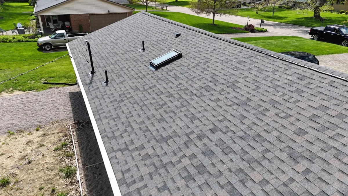 a shingle roofing of a house