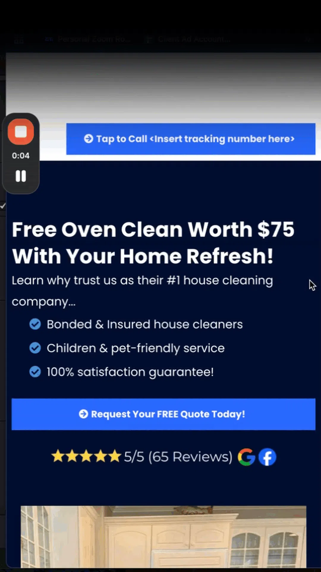 Google PPC ad and landing page mockup