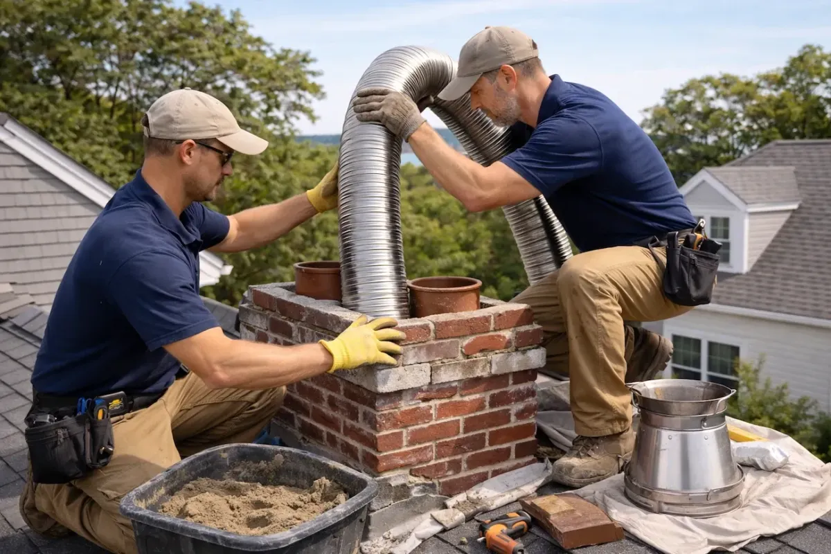 Professional chimney liner installation for improved fireplace safety and performance.