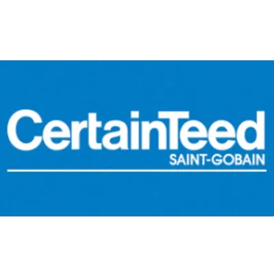 CertainTeed Saint-Gobain logo in white text on a blue background, representing a building materials manufacturer.