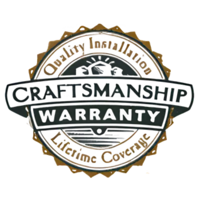 Craftsmanship warranty seal symbolizing lifetime coverage and quality installation guarantee.