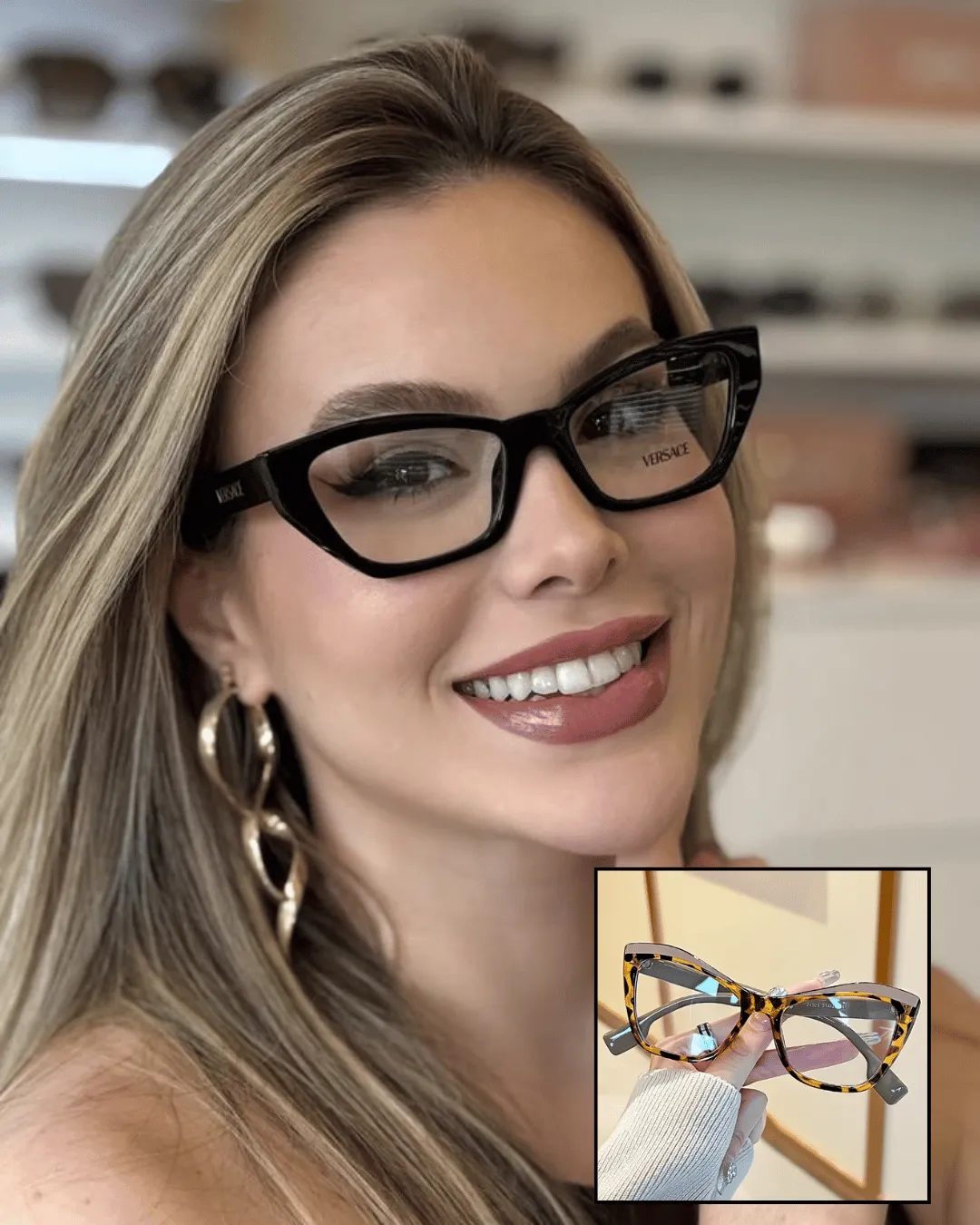 Modelo luciendo armazones modernos de alta gama