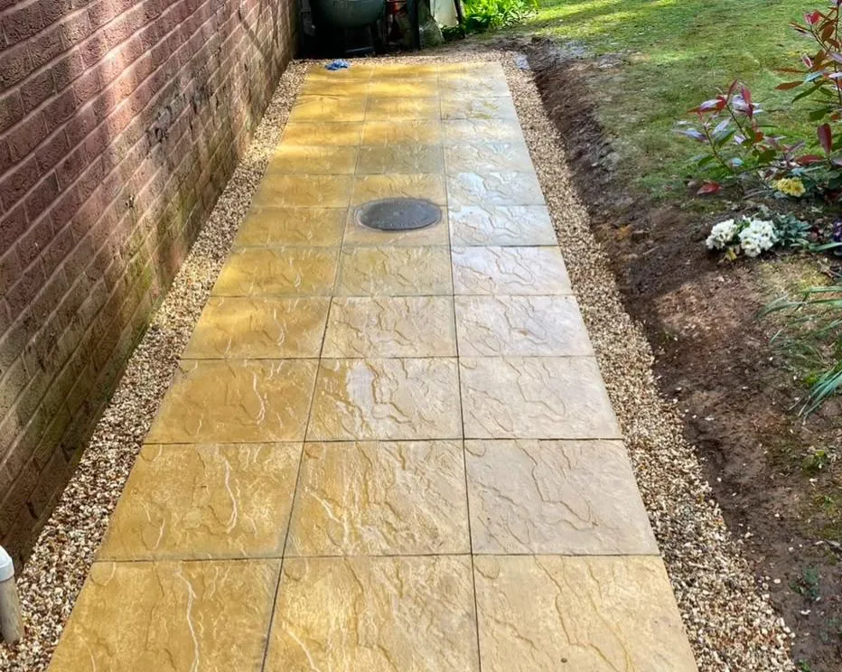 Patio installation in Alton laying natural stone paving slabs