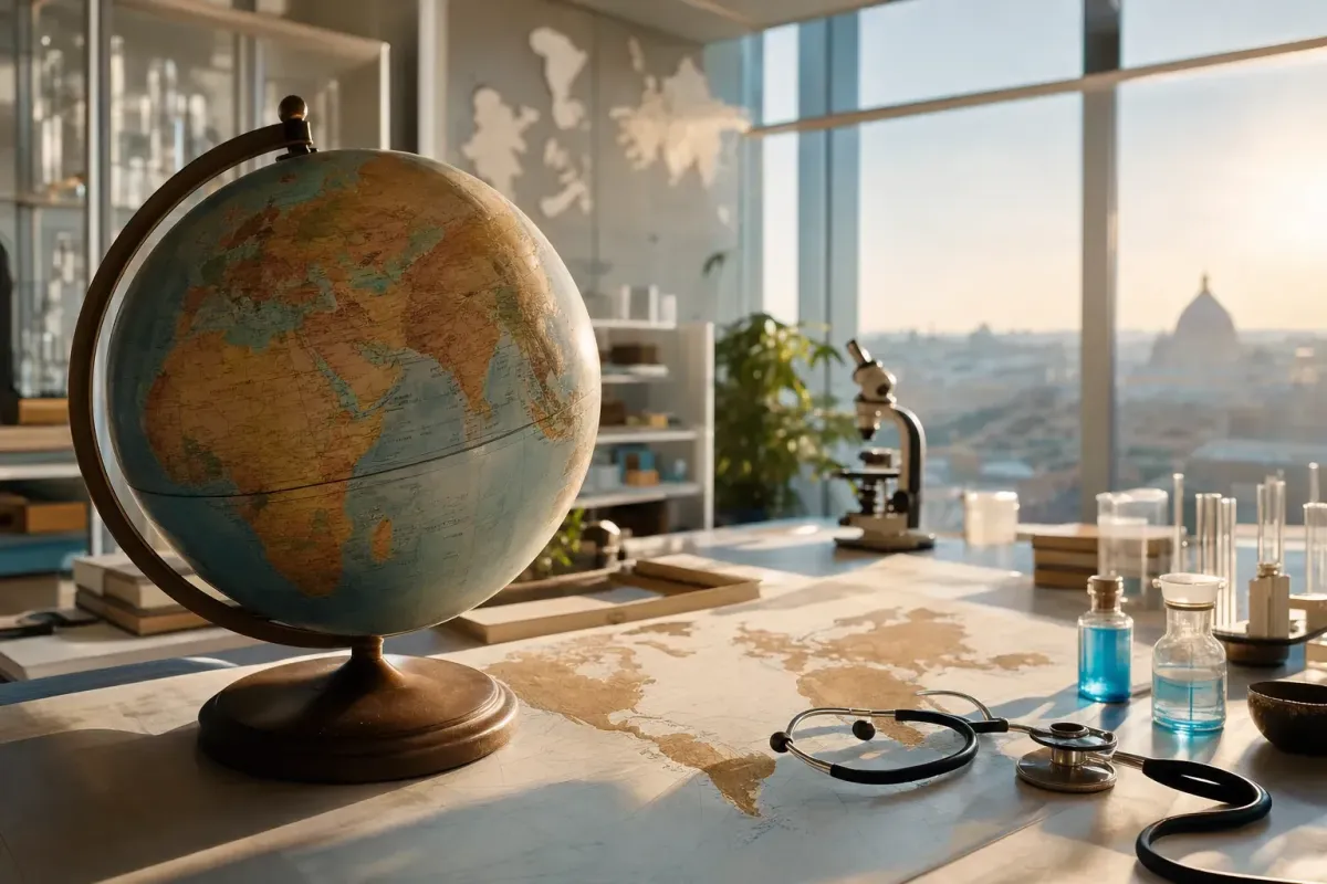 World globe on a desk representing the global scale of spinal cord injury statistics